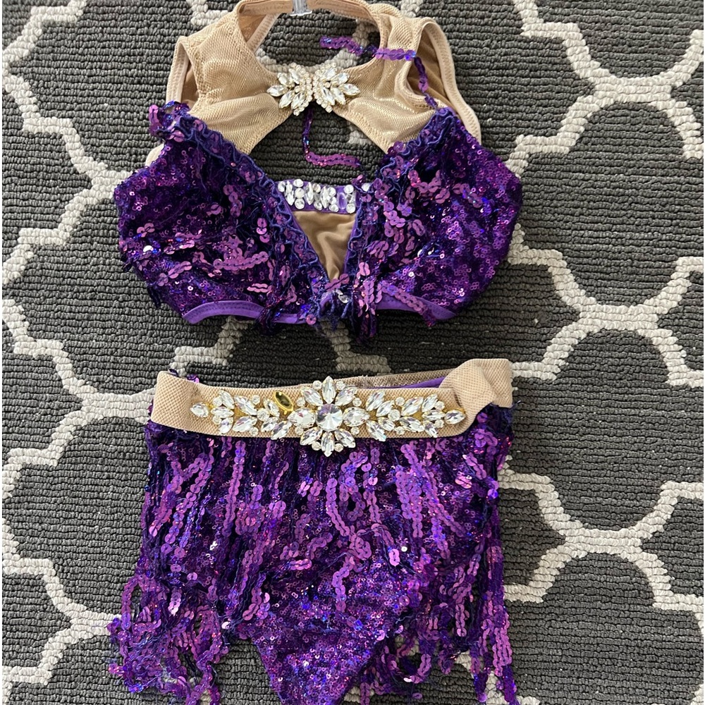 Purple 2 piece sequin dance costume